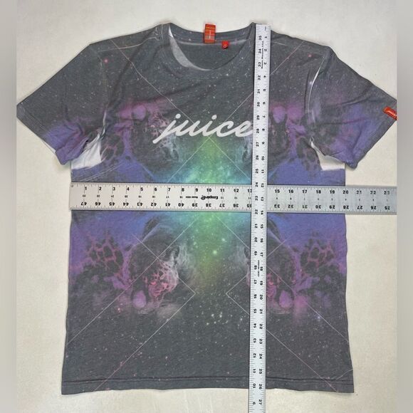 Juice Galaxy Tiger All Over Print Graphic T-shirt Women Medium Gray Short Sleeve - Picture 6 of 6